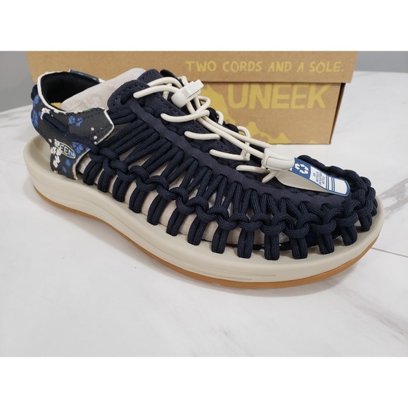 NEW SIZE 6 KEEN Women Uneek Sandal Sky Captain Burch Blue Floral Hiking Walking - Picture 1 of 7